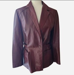 Suburban Heritage Vintage 70s Burgundy Leather Blazer Jacket